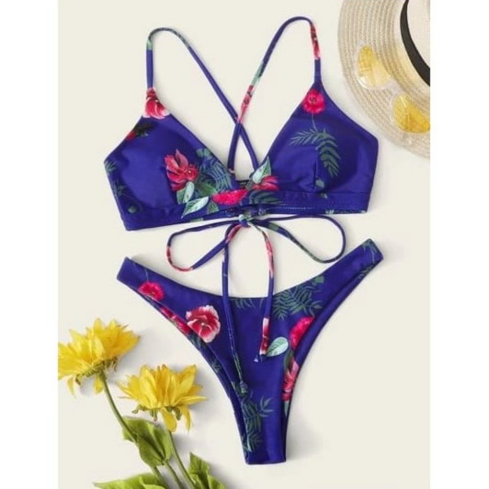 SHEIN Floral Bikini- Blue